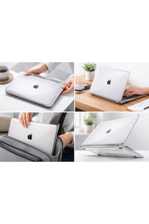 Macbook Air 13.3 Inç M1 Çip A2337 A2179 A1932 Uyumlu Alt Üst Dayanıklı Şeffaf Kılıf