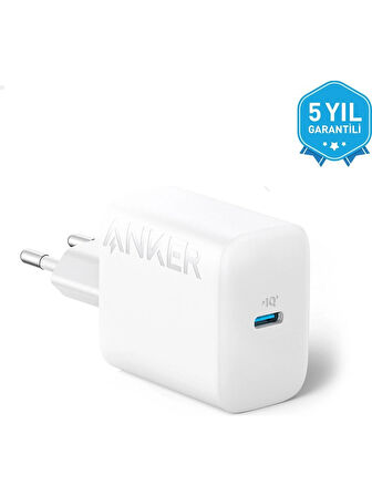 (OUTLET) Anker 20W USB-C Şarj Cihazı - iPhone & Android ile Uyumlu Type-C Hızlı Şarj Adaptörü- A2347 - Beyaz (Anker Türkiye Garantili)