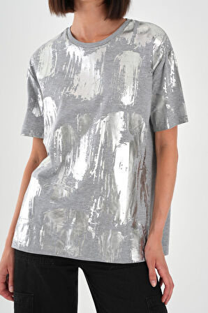 ALEXANDERGARDI Parlak Baskılı Bisiklet Yaka Kadın T-shirt
