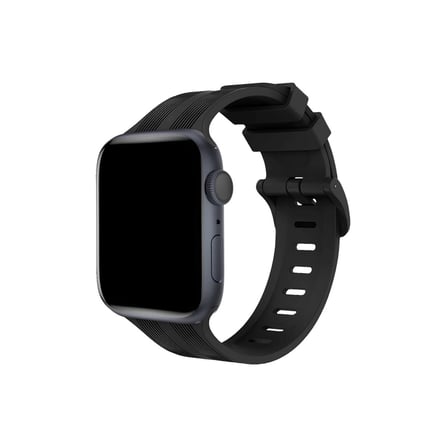 Apple Watch 38mm Kr408 Çizgili Silikon Kordon - Siyah iegxx