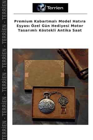 Premium Kabartmalı Model Hatıra Eşyası Özel Gün Hediyesi Motor Tasarımlı Köstekli Antika Saat