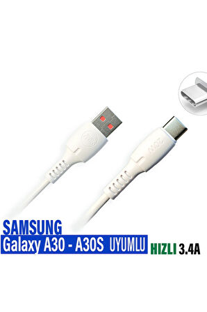 Samsung A30 Şarj Kablosu  A30S Şarj Cihazı Kablosu 20W HIZLI Şarj