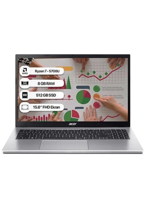 Acer Aspire 3 15 A315-44P-R5VQ NX.KSJEY.008 Ryzen 7 5700U 8 GB 512 GB SSD Radeon Graphics 15.6" Full HD Notebook - Outlet