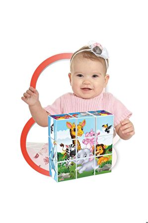 Baby Puzzle Cubes Bebek Resimli Küpler 9 Parça Yapboz Küp Eğitici Kız Erkek Çocuk Oyuncak Orijinal