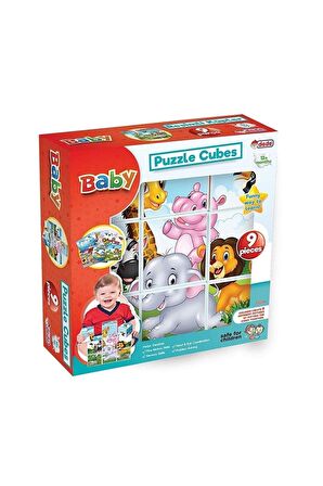 Baby Puzzle Cubes Bebek Resimli Küpler 9 Parça Yapboz Küp Eğitici Kız Erkek Çocuk Oyuncak Orijinal