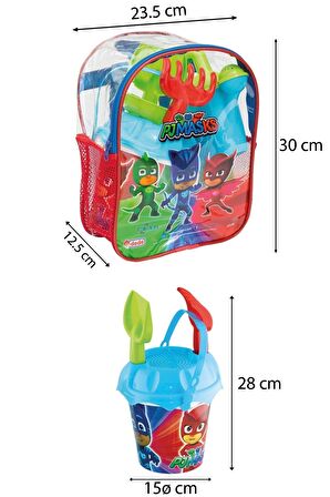 Kova set Sırt Çantalı 8 Parça Pj Masks Plaj Deniz Kum Kovası  Seti Pijamaskeliler Lisanslı Oyuncak
