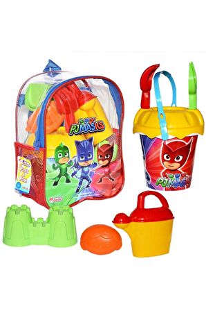 Kova set Sırt Çantalı 8 Parça Pj Masks Plaj Deniz Kum Kovası  Seti Pijamaskeliler Lisanslı Oyuncak