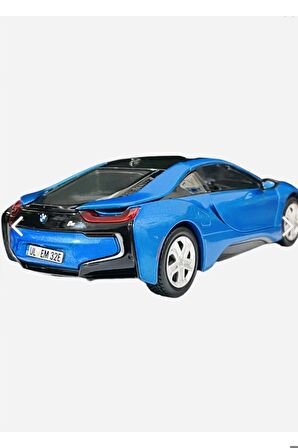 Bmw I8 Coupe - 1/24 7inch Mavi Lisanslı Metal Model Araba Koleksiyon