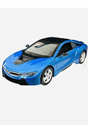 Bmw I8 Coupe - 1/24 7inch Mavi Lisanslı Metal Model Araba Koleksiyon