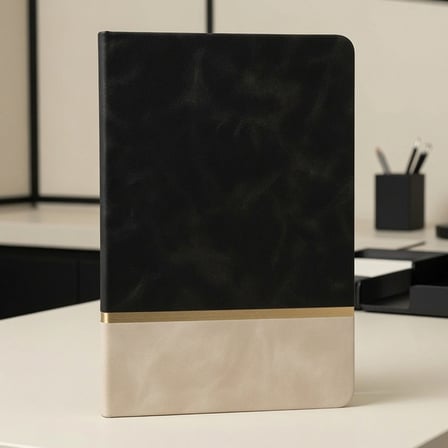 Özel Üretim Masaüstü Aksesuarı Notluk Kırtasiye Ürünü Siyah Çizgili Deri Defter