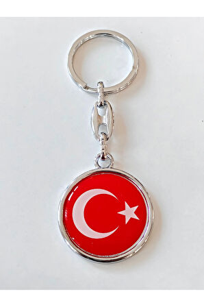 Kırmızı Türk Bayraklı Metal ve plAnahtarlık
