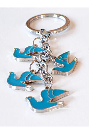 Kanat Çırpan Mavi Güvercilerden Metal Anahtarlık