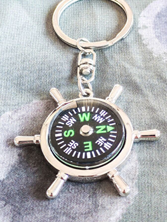 Çalışır Pusula Metal Anahtarlık