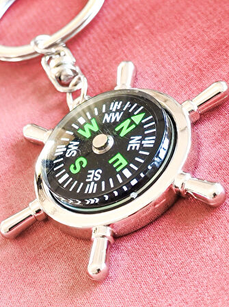 Çalışır Pusula Metal Anahtarlık