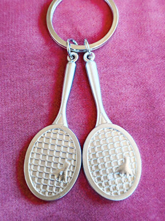 İki Adet Raketli Metal Anahtarlık