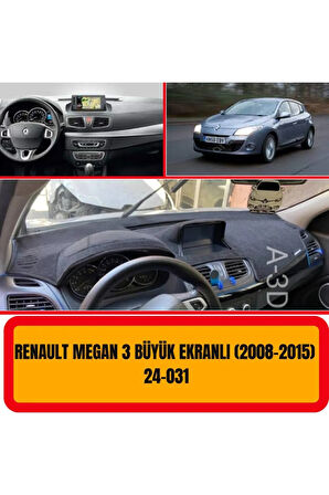 Renault Megane 3 2008-2015 Ekranlı Ön Gögüs Panel Torpido Koruma Koruyucu Kilifi Halisi Örtüsü