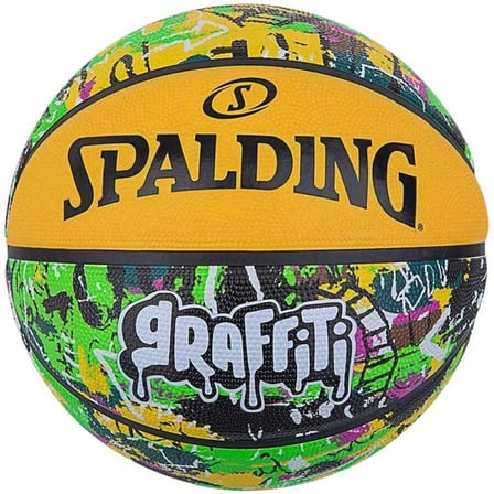 Özel Üretim Spalding Basket Topu 2021 Green Yellow Graffıtı SZ7 (84374Z Saha Antrenman Genç
