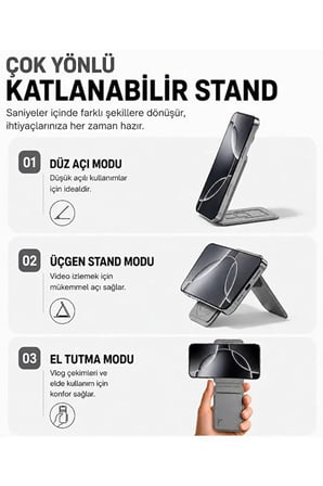 MagSafe Cüzdan Kartlık Güçlü Manyetik Standlı Telefon Kartlığı Taşınabilir Stant Cep Cüzdanı