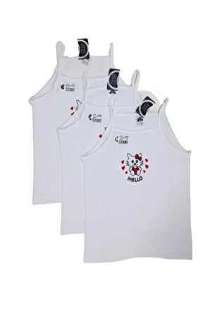 GMŞ Ribana Beyaz 3lü Hello Kity Kız Çocuk Atlet Set A-3028