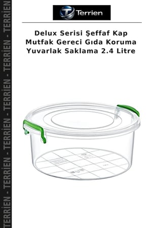Delux Serisi Şeffaf Kap Mutfak Gereci Gıda Koruma Yuvarlak Saklama 2.4 Litre