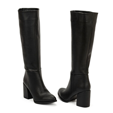 Kadın 8,5cm Kalın Topuklu Sivri Burunlu Klasik Çizme