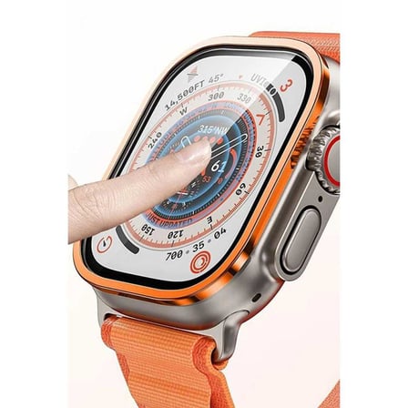 Watch Ultra 49mm Alüminyum Kasa Cam Ekran Koruyucu - Turuncu