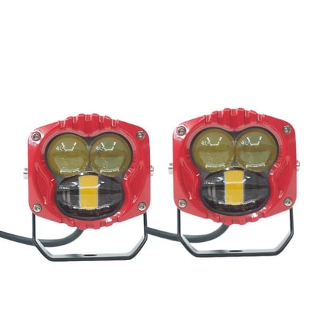 Drs Tuning Offroad sis lambası sarı-beyaz set kırmızı çerçeve 7.3 x 6.8 x 6.8 cm 12-30v LASS369-1