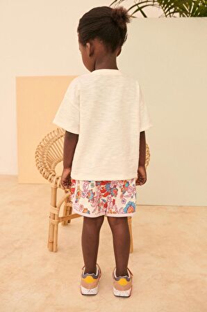 Cream Sunshine Floral Şortlu Alt Üst Takım