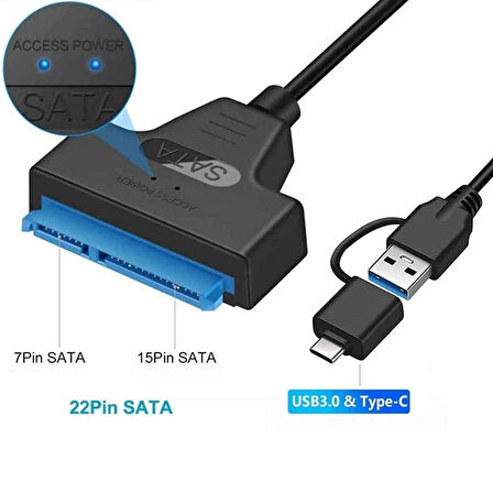 Daytona A4204 2in1 USB 3.0 Type-C To 2.5 inç Sata Hdd Ssd Çevirici Dönüştürücü