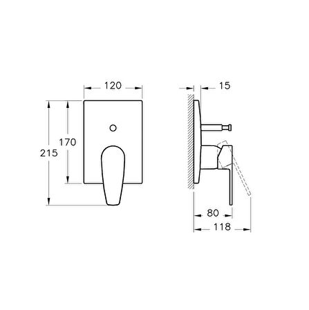 VitrA Q-Line A42208 Ankastre Banyo Bataryası-S.Üstü Krom