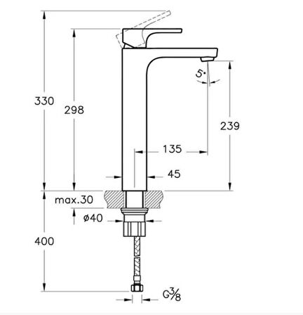 VitrA Sento A42514 Lavabo Bataryası, Yüksek