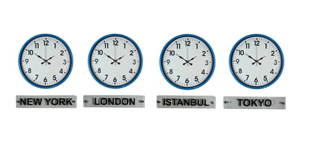 Prime Blue 36 Cm 4 lü Tabelalı Dünya Duvar Saati iegxx