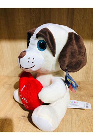 Köpek peluş 23 cm l love you kalpli