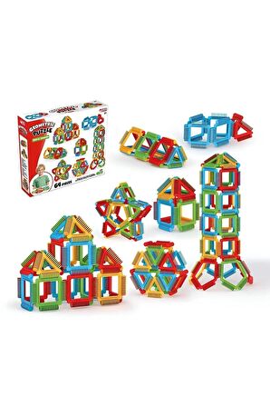 Eğitici Oyuncak Geometrik Puzzle Bloklar 64 Parça Kız Erkek Oyuncak Yapboz