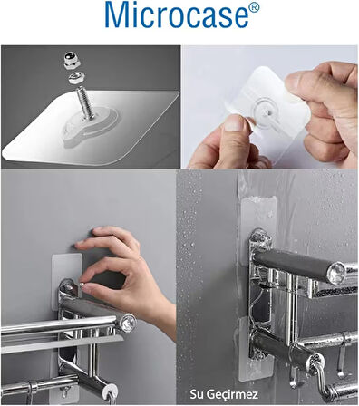 Microcase Güçlü Plastik Yapışkanlı 8mm Hanger Vidalı Eşya Ürün Raf Tutucu  Askılık 2 Adet - Şeffaf AL4264