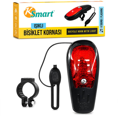 BİSİKLET KORNASI - ZİL IŞIKLI 2XAA PİL 8 FONKSİYON ZİL K-1169 (5671) gotlthmngoxx