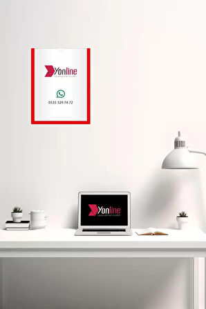A4 Kırmızı Belge Çerçevesi Kolay Değiştirilebilir Kendinden Yapışkanlı Duvar ve Kapı Tipi Föylük