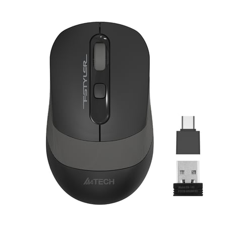 A4 TECH FG10CS AIR2, Grey, SILENT, FSTYLER, 2,4Ghz Kablosuz, USB-C den şarj edilebilir, Optik Mouse, 10-15Metre, 4 Buton, Nano Alıcı