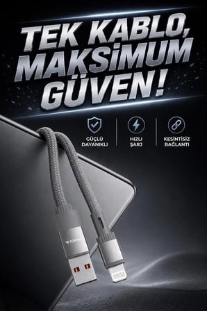 Günlük Kullanım Aksesuar Veri Aktarımı Şarj Kablosu Usb to Lightning Data Kablo U18 Gri