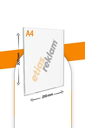 A4 U Tipi Dikey Masa Üstü 20'li Paket 2.8 mm Şeffaf Pleksi Föylük Broşürlük