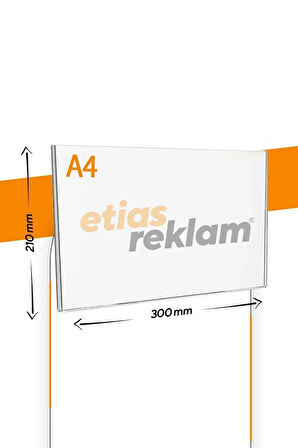 A4 U Tipi Yatay Masa Üstü 2.8 Mm Şeffaf Pleksi Föylük / Broşürlük