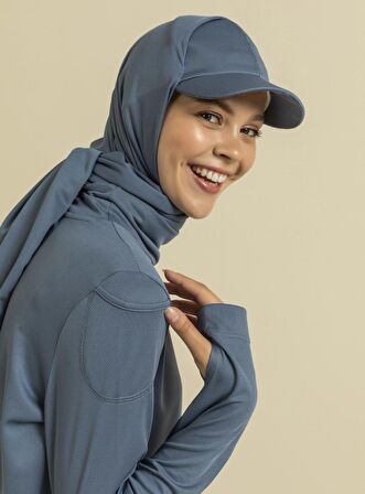 STYLE-HIJAB Kepli Spor Şal - Mavi