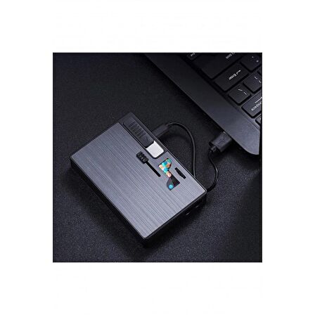 İsme Özel ÇAKMAKLI USB GİRİŞLİ MENTOLLÜ SİGARA TABAKASI GÜMÜŞ