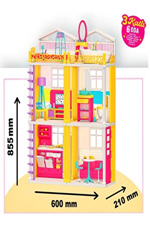 Linda'nın Düşler & Rüya Evi 3 katlı & 6 odalı - oyuncak ev & evcilik seti - oyun evi