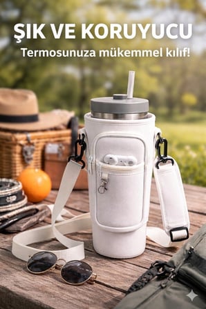 Pipetli 1.18 Lt Termos Askılı Koruma Termos Kılıfı Çanta Ve Omuz Askısı