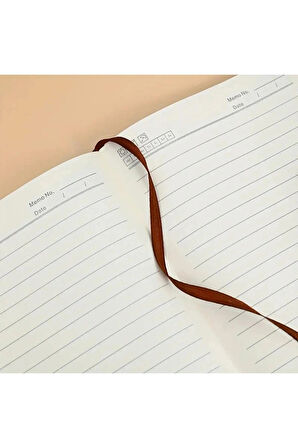 A5 Suni Deri Ciltli Defter - Gündelik Ajanda - Manyetik Kilitli, Kırmızı Çizgili