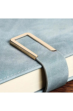 A5 Suni Deri Ciltli Defter - Gündelik Ajanda - Manyetik Kilitli, Kırmızı Çizgili