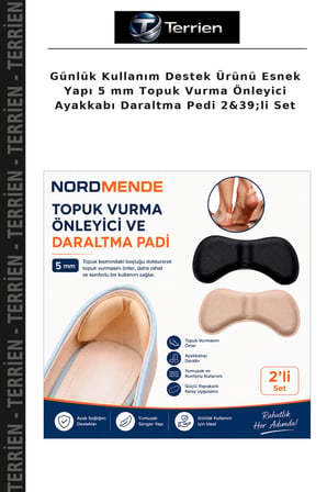 Günlük Kullanım Destek Ürünü Esnek Yapı 5 mm Topuk Vurma Önleyici Ayakkabı Daraltma Pedi 2&39;li Set
