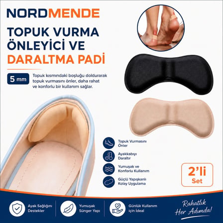 Günlük Kullanım Destek Ürünü Esnek Yapı 5 mm Topuk Vurma Önleyici Ayakkabı Daraltma Pedi 2&39;li Set
