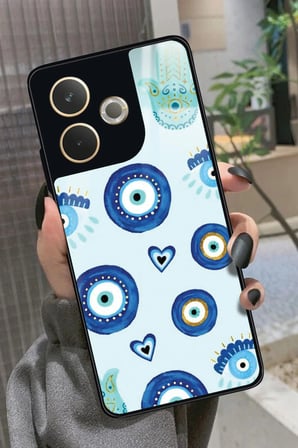 Oppo A5 Pro Uyumlu Nazar Boncuğu Tasarımlı Parlak Silikon Kılıf